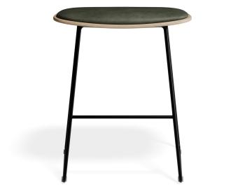 Elva Low Stool - Natural Wood - Green Pad - Black Frame