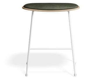 Elva Low Stool - Natural Wood - Green Pad - White Frame
