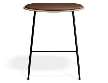 Elva Low Stool - Natural Wood - Tan Pad - Black Frame