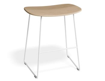 Elva Low Stool - Natural Wood - White Frame