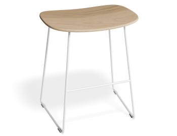 Elva Low Stool - Natural Wood - White Frame