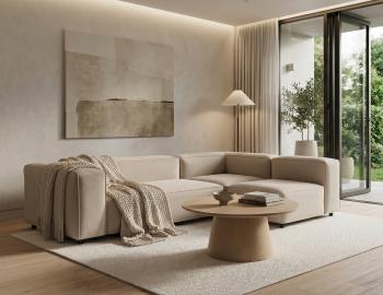 Nolia Modular Sofa 3 Seater with Return - Beige Fabric