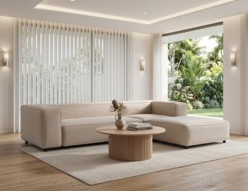 Nolia Modular Sofa 3 Seater with Ottoman - Beige Fabric