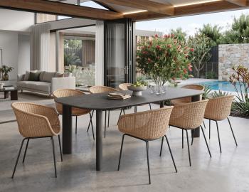 Vela Outdoor Ceramic Dining Table 240cm - Matte Charcoal
