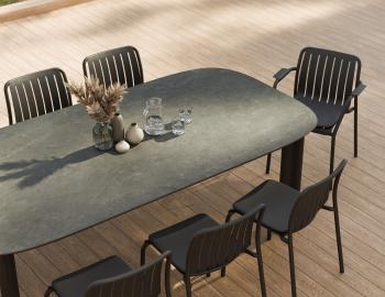 Vela Outdoor Ceramic Dining Table 240cm - Matte Charcoal