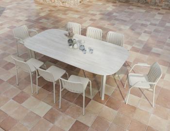 Vela Outdoor Ceramic Dining Table 240cm - Matte Latte