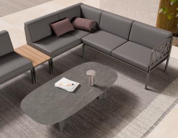 Vela Outdoor Ceramic Coffee Table - Matte Charcoal