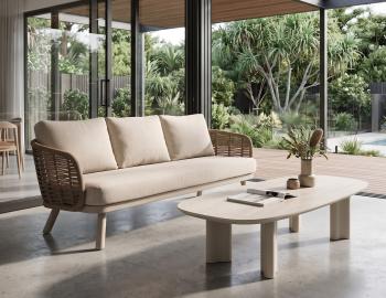 Vela Outdoor Ceramic Coffee Table - Matte Latte