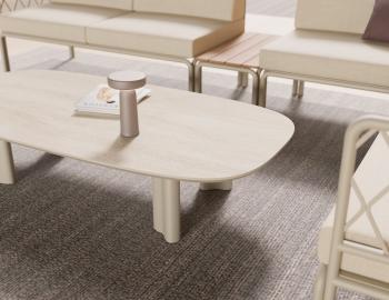 Vela Outdoor Ceramic Coffee Table - Matte Latte