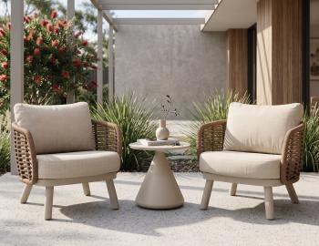 Sorrento Outdoor Lounge Chair - Latte - Husk Cushions