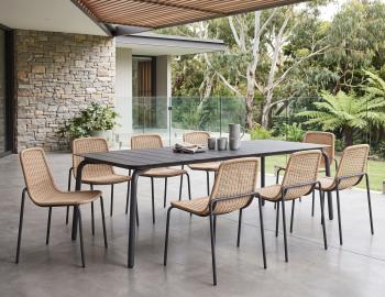 Cenote Outdoor Dining Chair Natural Rattan with Charcoal Base