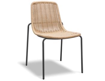 Cenote Outdoor Dining Chair Natural Rattan with Charcoal Base