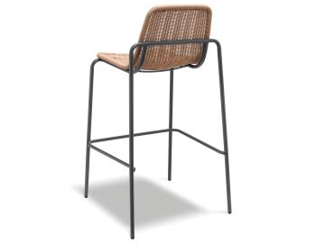 Cenote Outdoor Bar Stool Natural Rattan with Charcoal Base