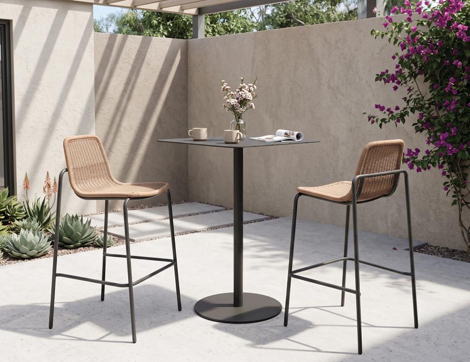 Rattan Bar Stool In Courtyard