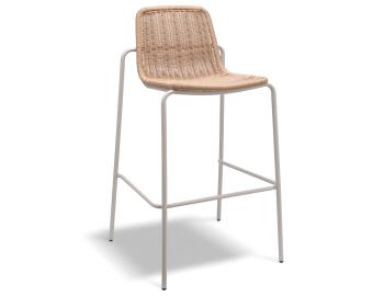 Cenote Outdoor Bar Stool Natural Rattan with Latte Base