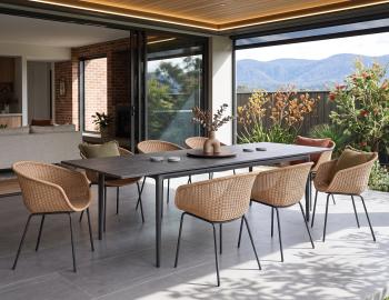Tulum Outdoor Armchair Natural Rattan with Charcoal Base