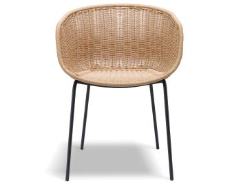 Tulum Outdoor Armchair Natural Rattan with Black Base