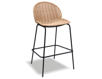 Sombra Outdoor Bar Stool Natural Rattan with Black Base