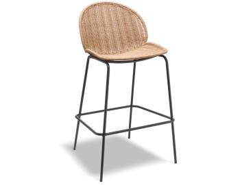 Sombra Outdoor Bar Stool Natural Rattan with Charcoal Base