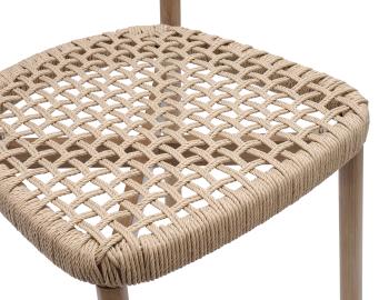 Maya Outdoor Dining Chair Natural Rope with Teak Look Aluminum Base