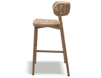 Maya Outdoor Bar Stool Natural Rope with Teak Look Aluminum Base