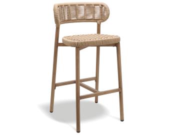 Maya Outdoor Bar Stool Natural Rope with Teak Look Aluminum Base