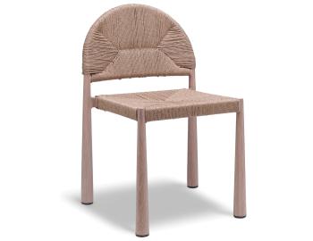 Calete Outdoor Dining Chair Natural Rope with Teak Look Aluminum Base