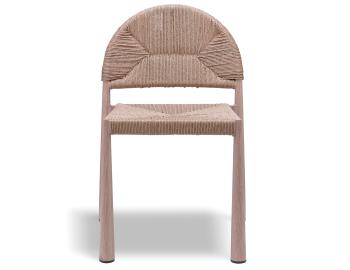 Calete Outdoor Dining Chair Natural Rope with Teak Look Aluminum Base
