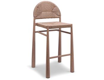 Calete Outdoor Bar Stool Natural Rope with Teak Look Aluminum Base