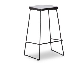 Hugo Bar Stool Black Frame Black American Ash Seat Square