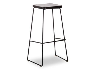 Hugo Bar Stool Black Frame Black American Ash Seat Square