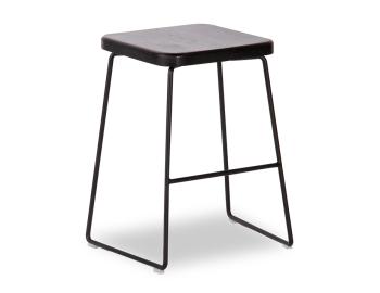 Hugo Low Stool Black Frame Black American Ash Seat Square