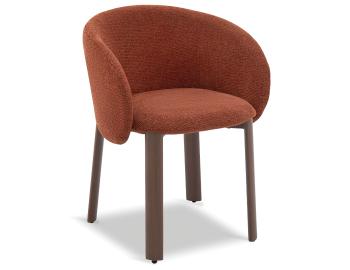 Ellis Dining Chair - Walnut Metal Frame - Terracotta Fabric 