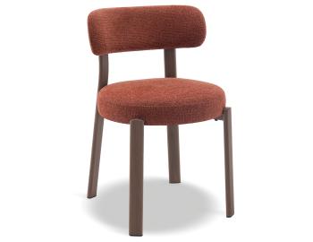 Nodus Dining Chair - Walnut Metal Frame - Terracotta Fabric 