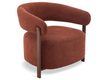 Nodus Lounge Chair - Walnut Metal Frame - Terracotta Fabric 