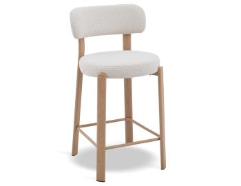 Nodus Counter Stool - Oak Metal Frame - Grey Fabric 