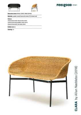 : Clara Indoor Bench / Charcoal Frame / Natural Rattan Slimit Seat