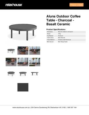 Tear Sheet: Aluna Outdoor Coffee Table - Charcoal - Basalt Ceramic