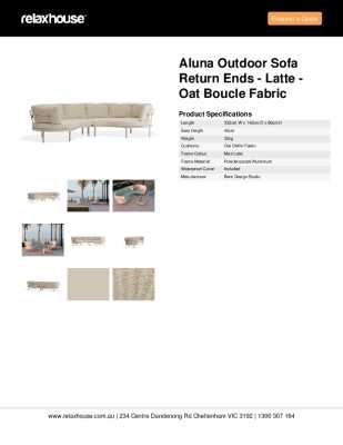 Tear Sheet: Aluna Outdoor Sofa Return Ends - Latte - Oat Boucle Fabric