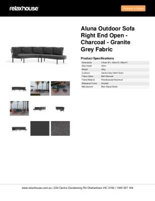 Tear Sheet: Aluna Outdoor Sofa Right End Open - Charcoal - Granite Grey Fabric