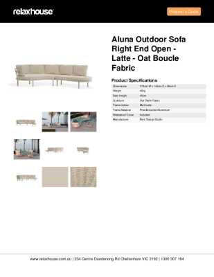 Tear Sheet: Aluna Outdoor Sofa Right End Open - Latte - Oat Boucle Fabric