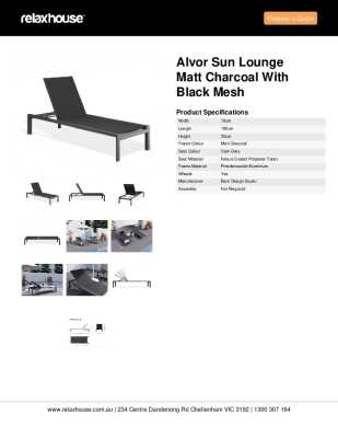 Tear Sheet: Alvor Sun Lounge Matt Charcoal with Black Mesh