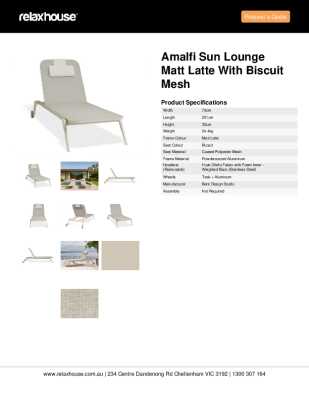 Tear Sheet: Amalfi Sun Lounge Matt Latte with Biscuit Mesh