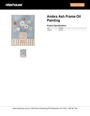 Tear Sheet: Ambra Ash Frame Oil Painting