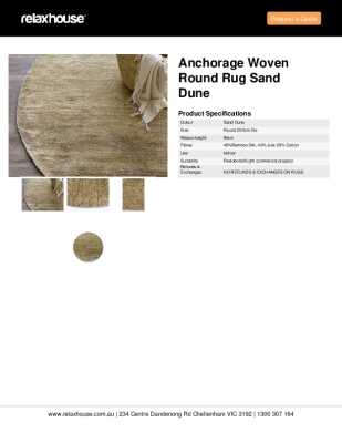 Tear Sheet: Anchorage Woven Round Rug Sand Dune