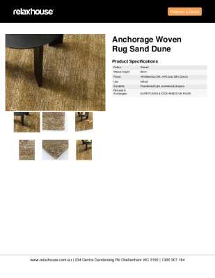Tear Sheet: Anchorage Woven Rug Sand Dune