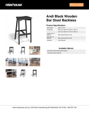 Tear Sheet: Andi Black Wooden Bar Stool Backless 
