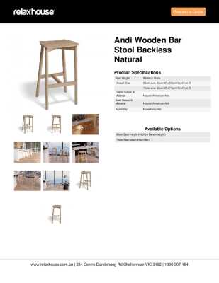Tear Sheet: Andi Wooden Bar Stool Backless Natural