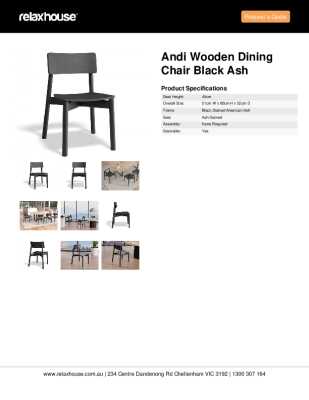 Tear Sheet: Andi Wooden Dining Chair Black Ash	