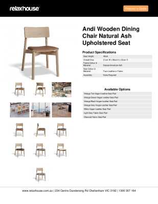 Tear Sheet: Andi Wooden Dining Chair Natural Ash Upholstered Seat